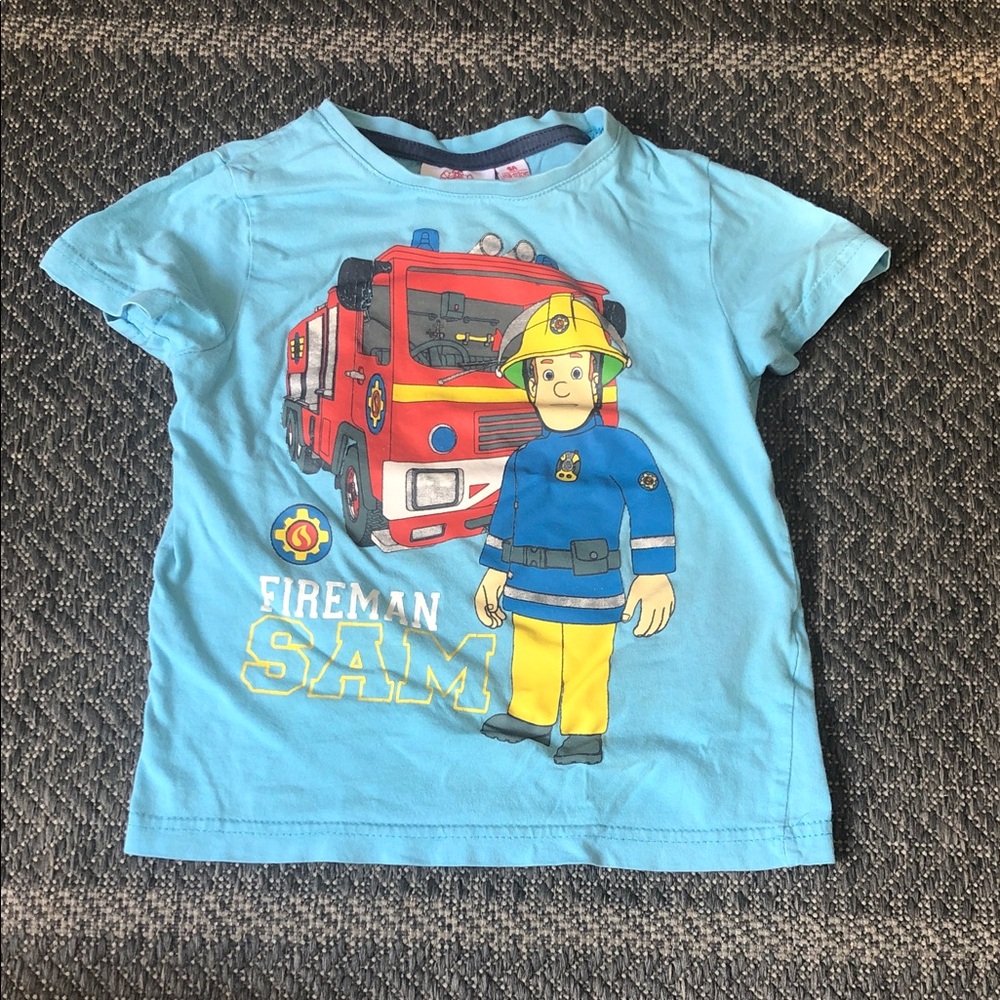 Fireman Sam Light Blue Kids Short Sleeve Graphic Tee